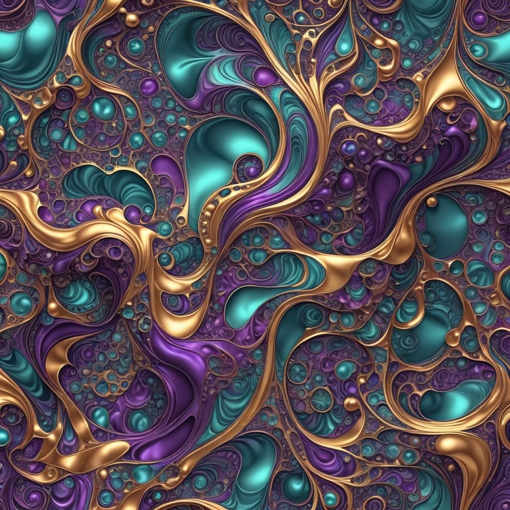 Metallic Purple and Teal Liquid Swirls