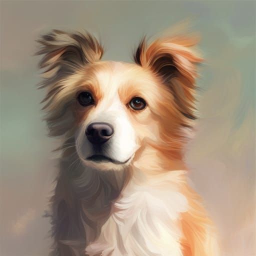 Beautiful Digital Art Painting of a Dog
