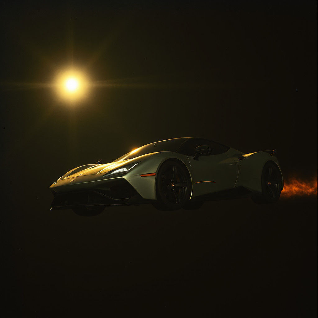 Sports Car Drifting in Space: Cinematic Film Still