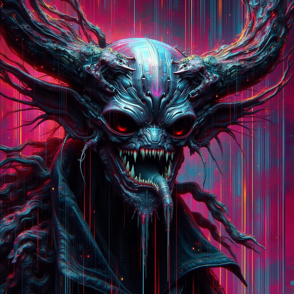 Demonic Artwork in H.R. Giger and Todd McFarlane Style