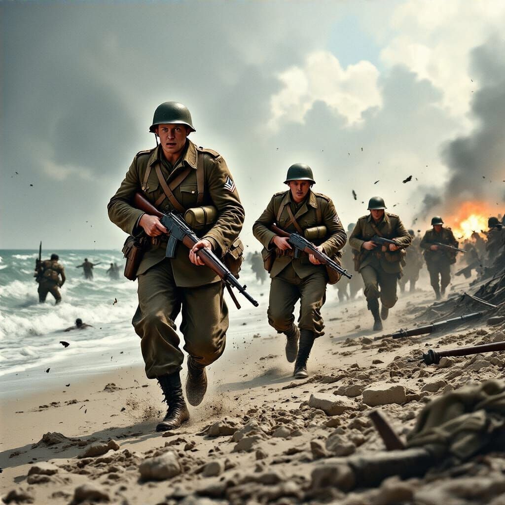 Omaha Beach Landing in Saving Private Ryan Style
