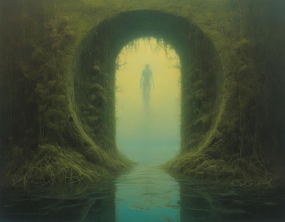 Underwater Portal in Style of Beksiński and Jean
