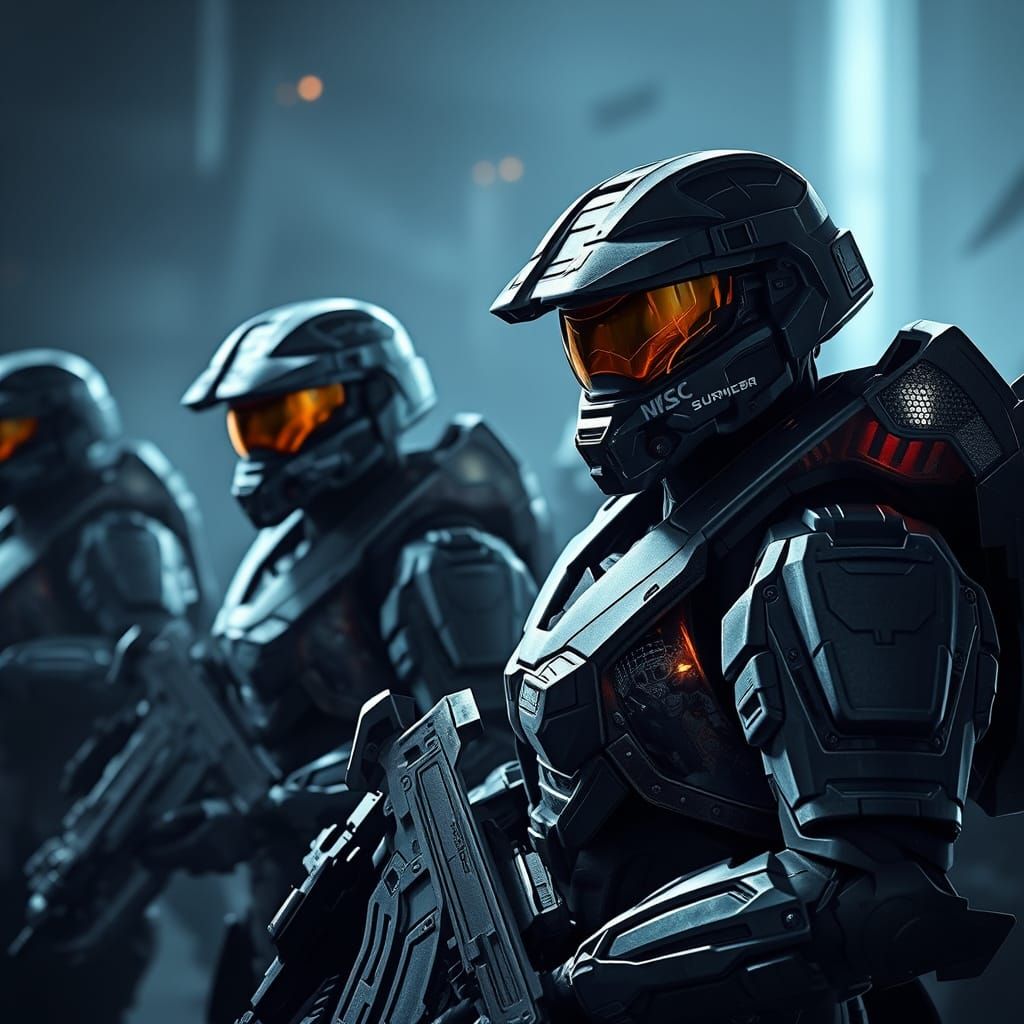 Epic UNSC Marines in Futuristic Armor