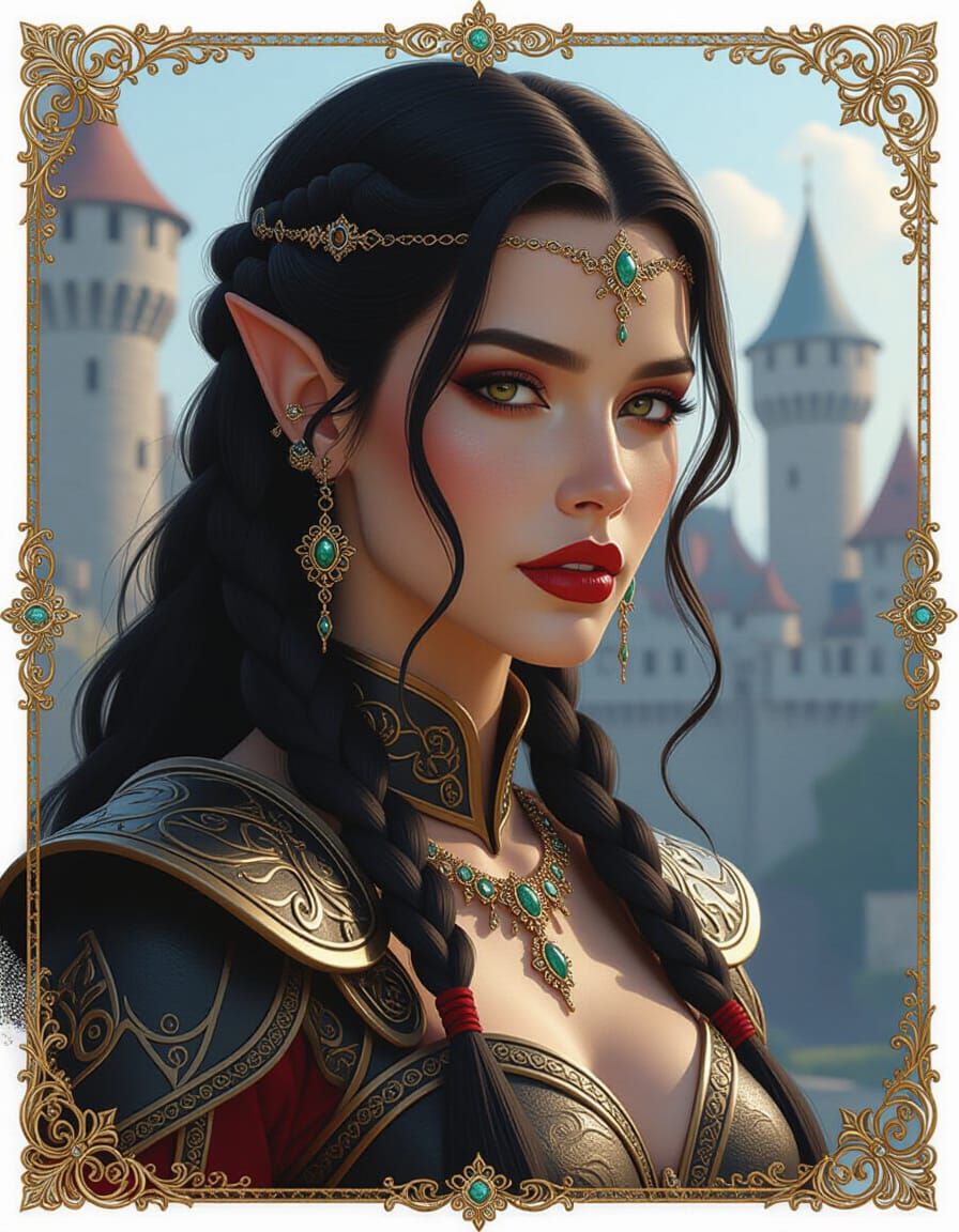 Elegant Elf Warrior Portrait in Hyper-Realism Style