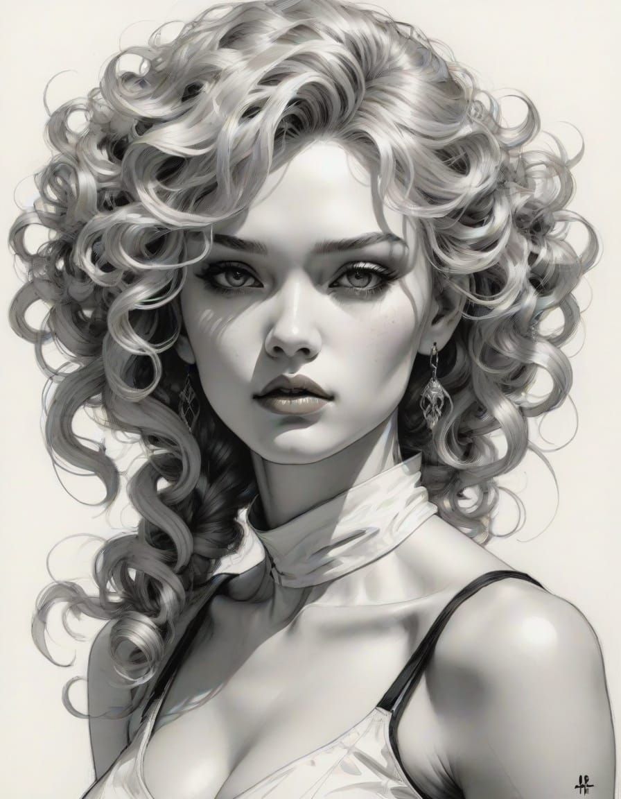 Curly Haired Girl Portrait in Fantasy Art Style