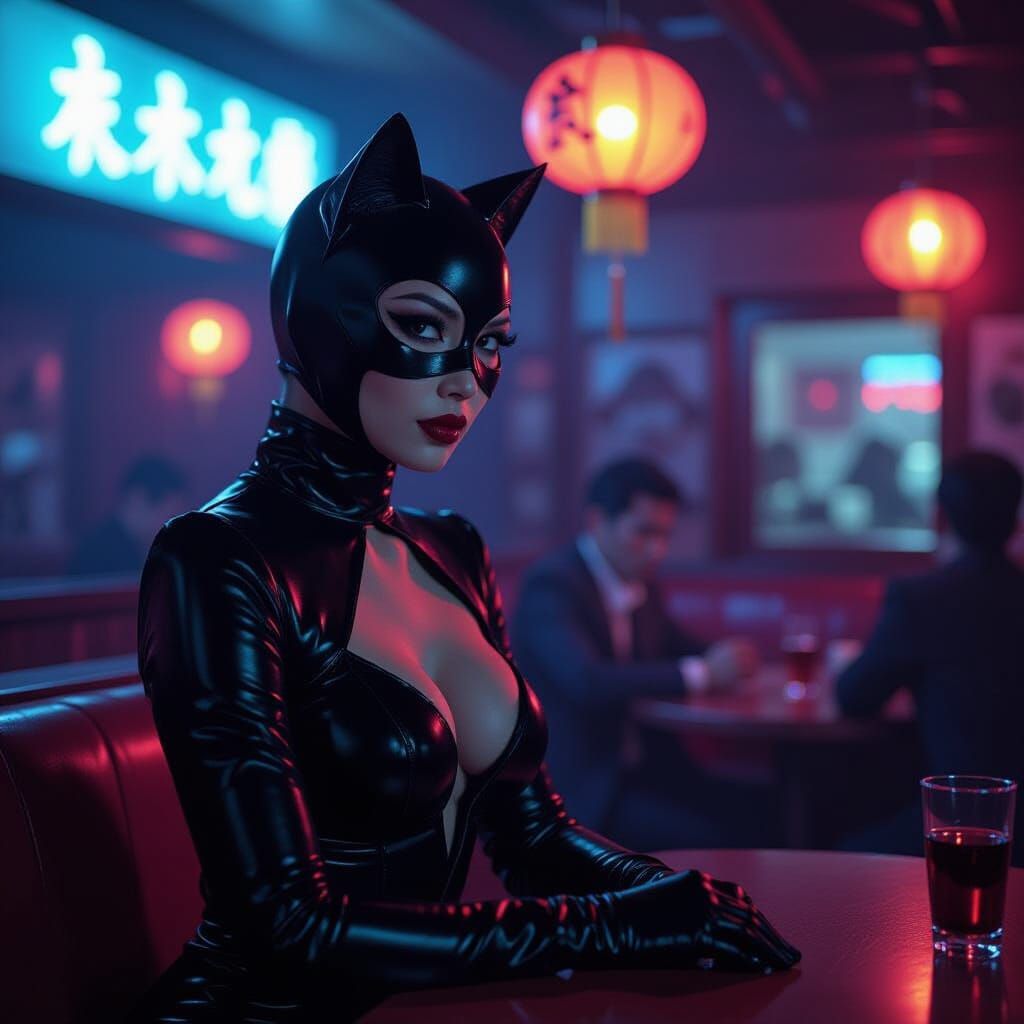 Asian Catwoman Surveils Yakuza in Nightclub