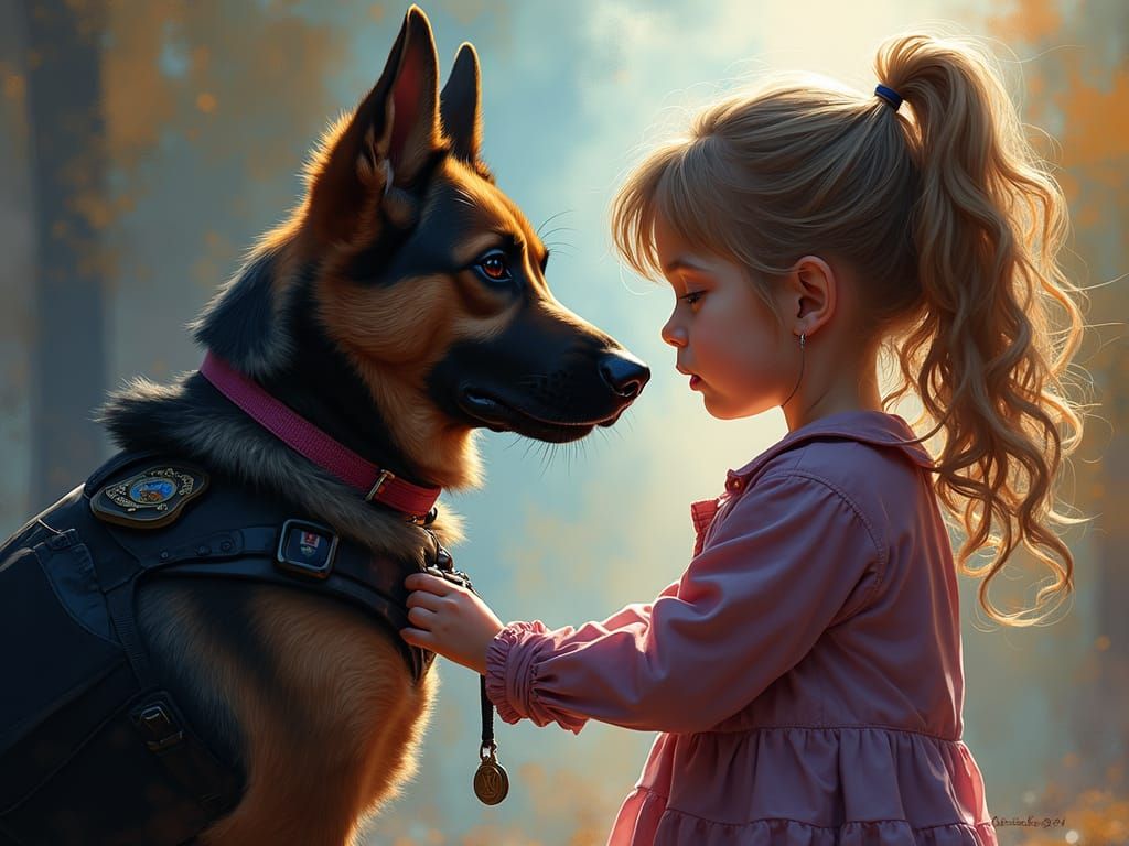 Girl Bids for Her Mom's Dog, Hyperrealistic Art