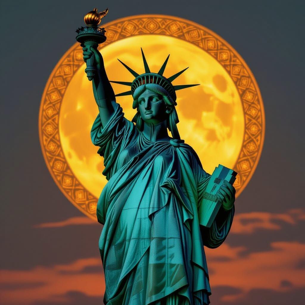 Statue of Liberty: Art Nouveau Sunset