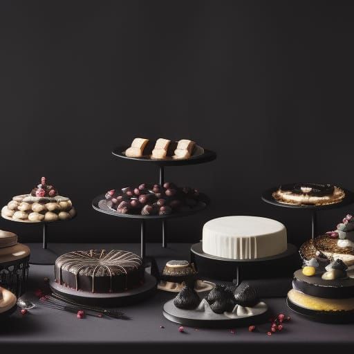 Dark Gothic Dessert Buffet in Rich Colors