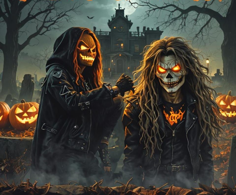 Rock N Roll Halloween Rebel in Detailed Digital Art