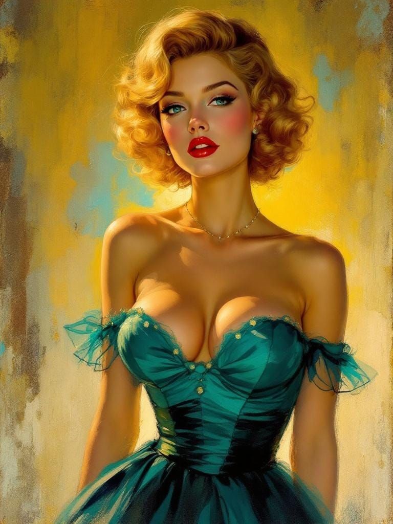 1950s Pin-Up in Impressionistic Elvgren-Sargent Style