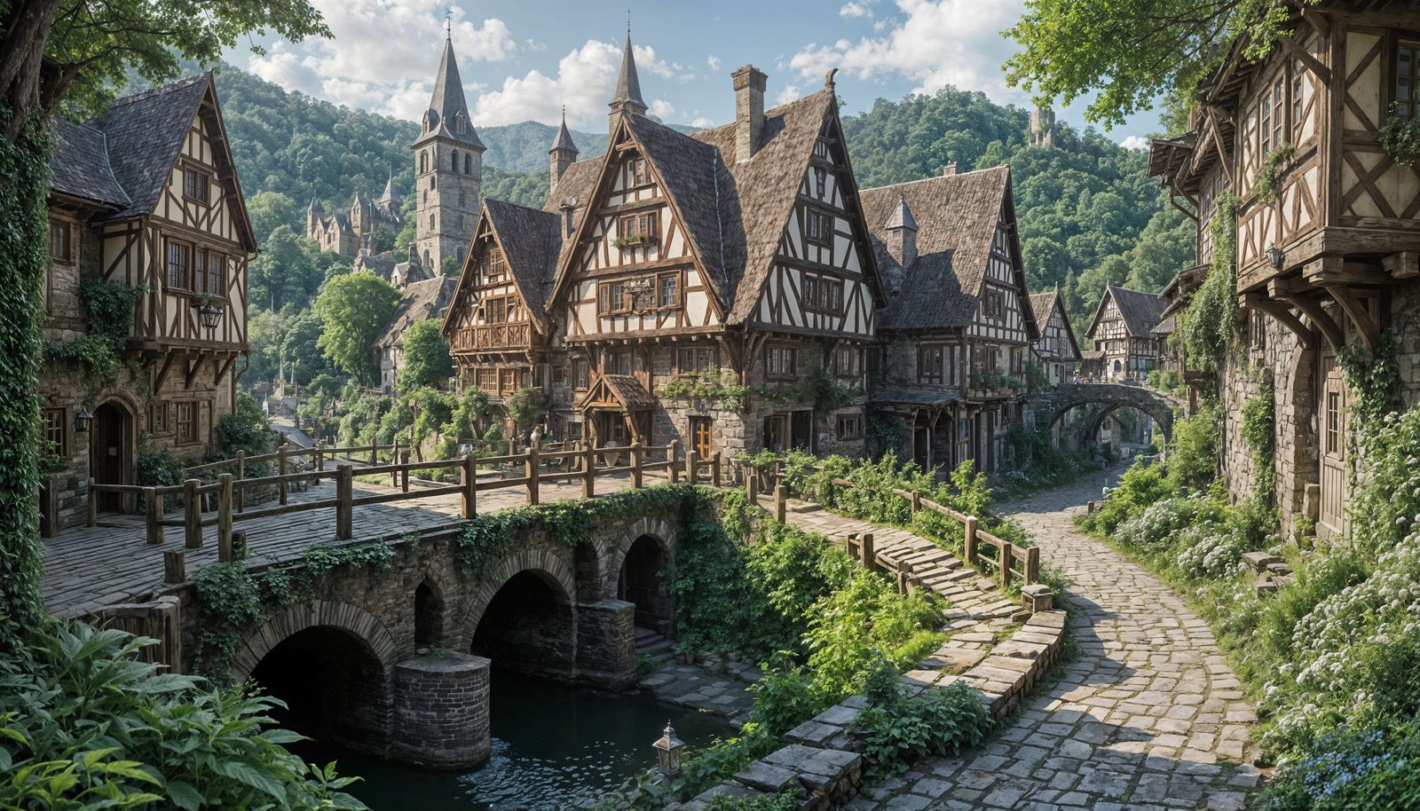 Idyllic German Village in Medieval Style