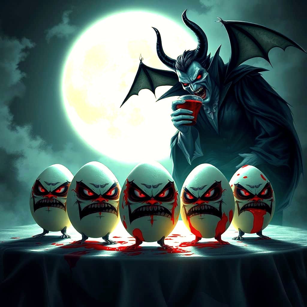 Furious Eggs and Vampire Sipping Blood