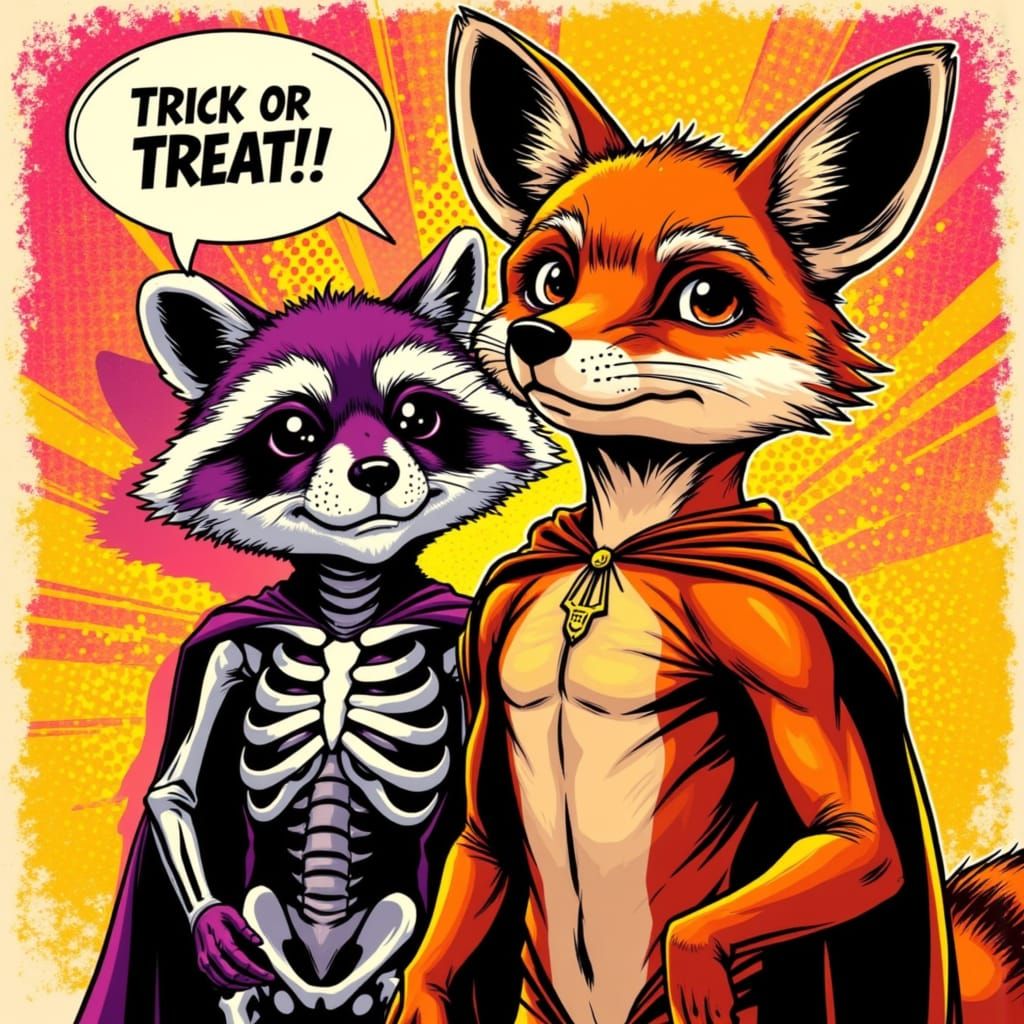 Clever Fox Superhero in Vintage Comic Style