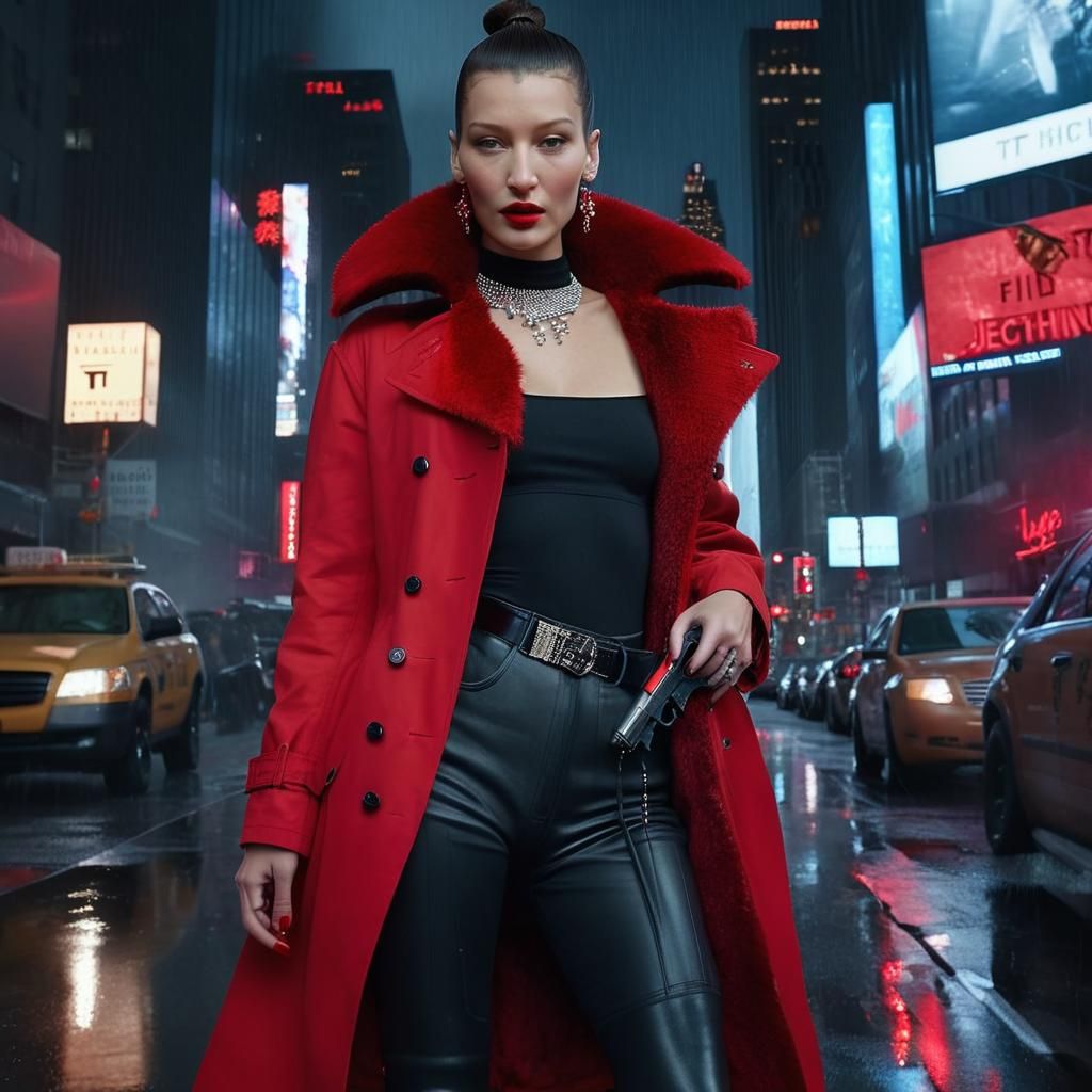 Dramatic Portrait of Woman with Jeweled Gun