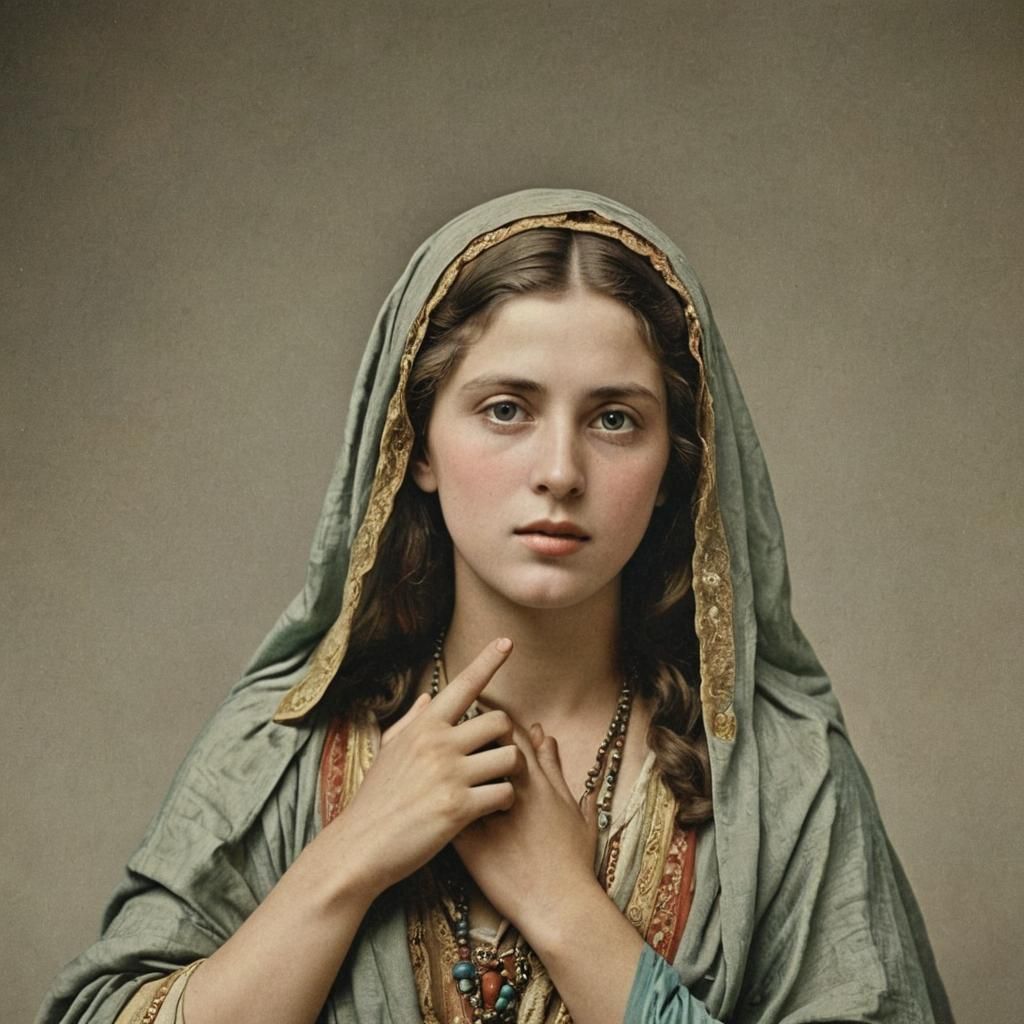 Hand-Colored Photo of Mary in Biblical Style