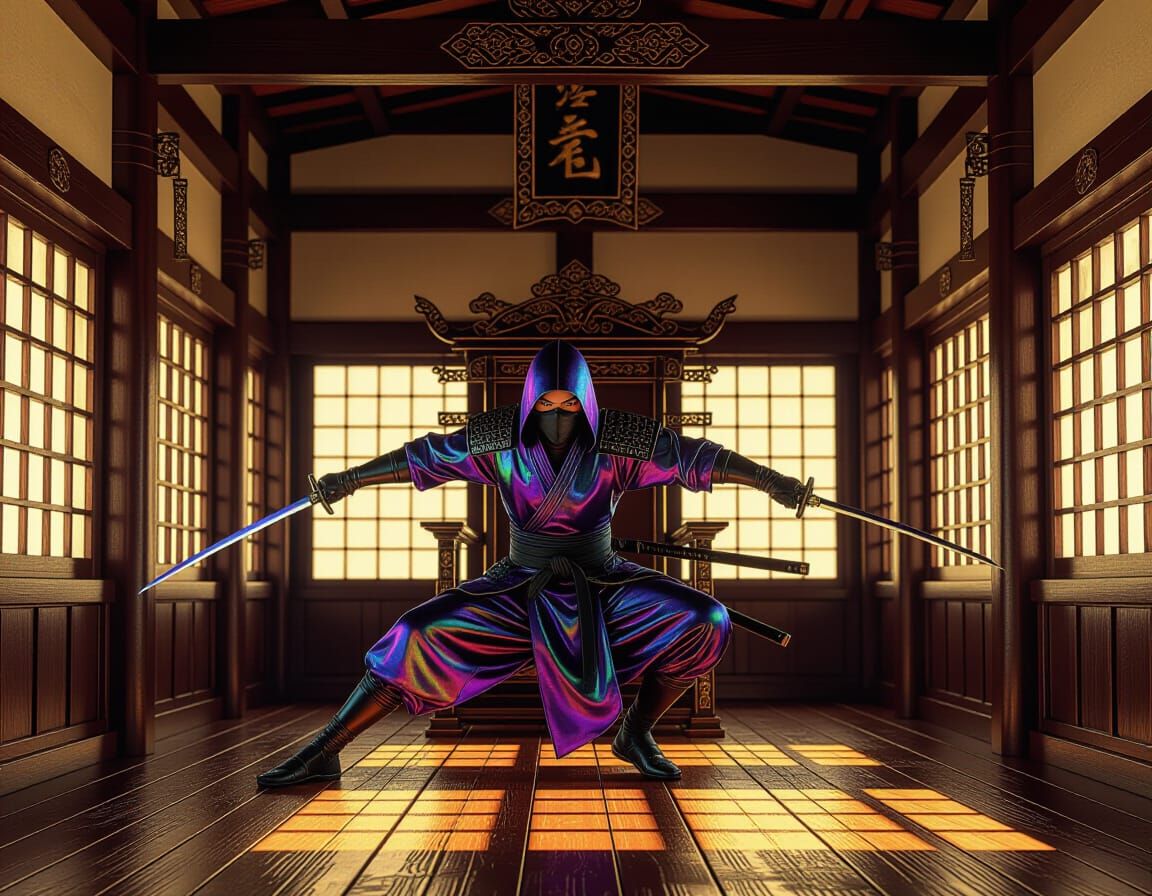 Iridescent Ninja in Shogun's Throne Room