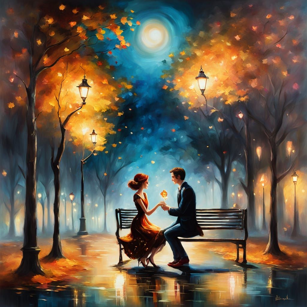 Couple's Date Night in Expressive Painting Style