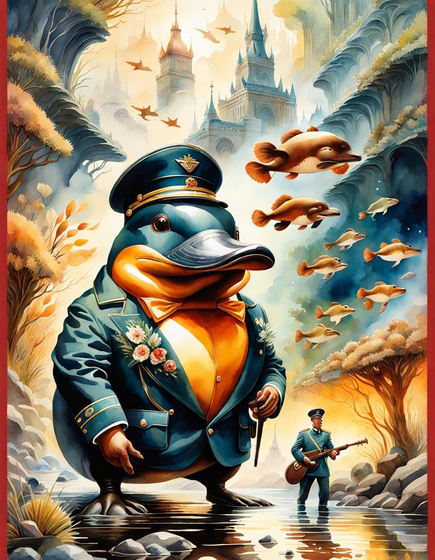 Fantasy (surreal watercolor decoupage,  ) ((Platypus!! , SOL...