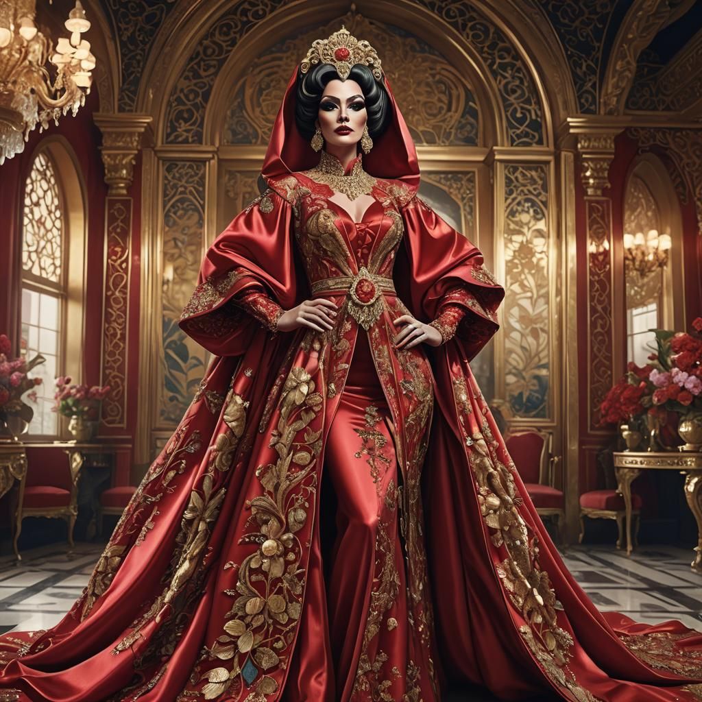 Extravagant Drag Queen in Satin Wonderland