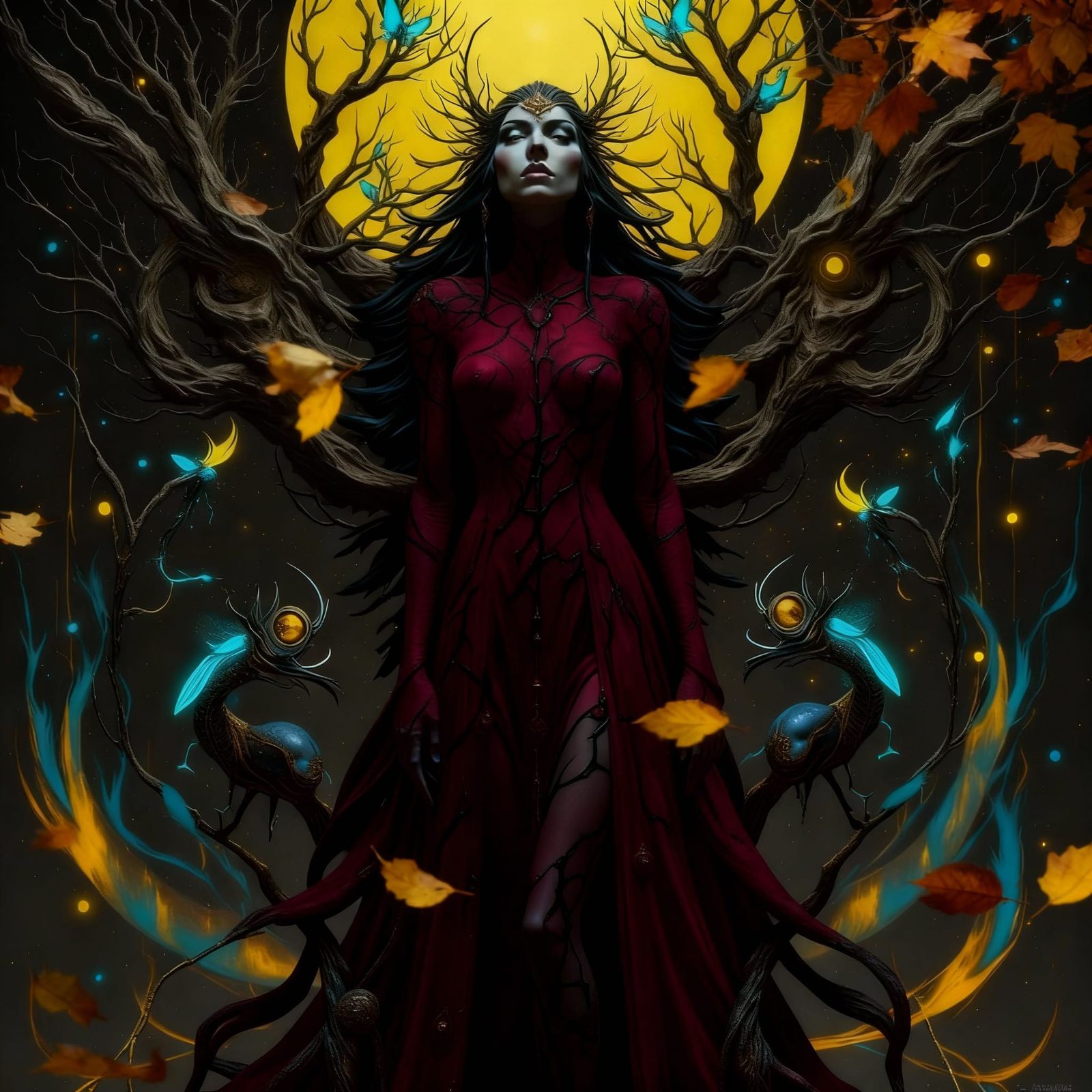 Dark Elf Queen Under Harvest Moon