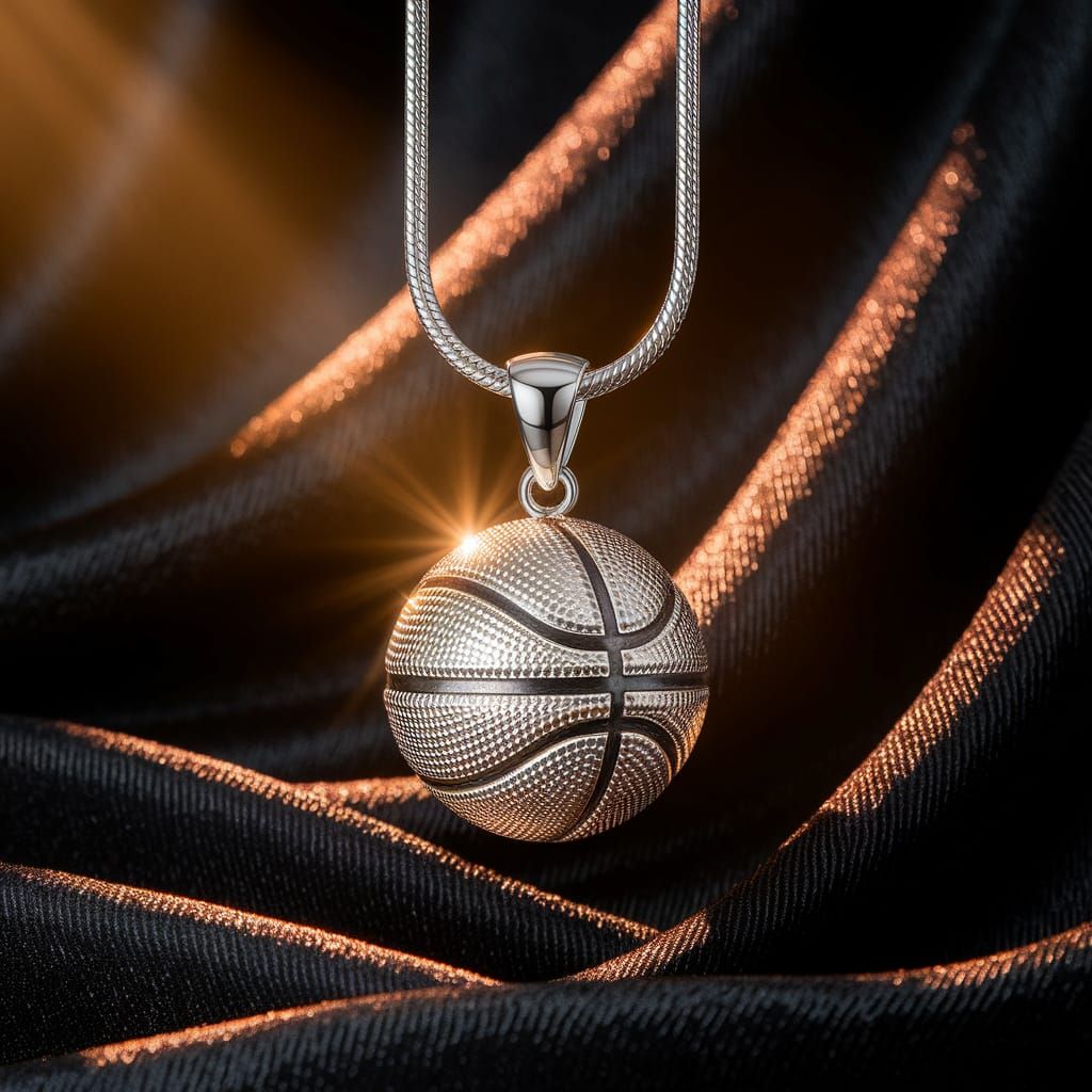 Basketball Necklace on Black Velvet: A Luxurious Photograph