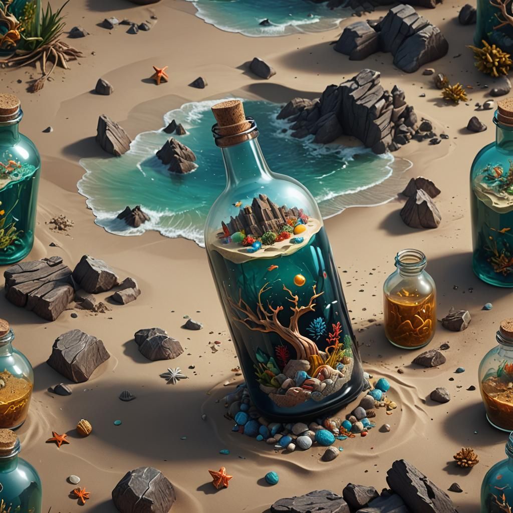 Wild Beach in a Bottle: Detailed Matte Painting
