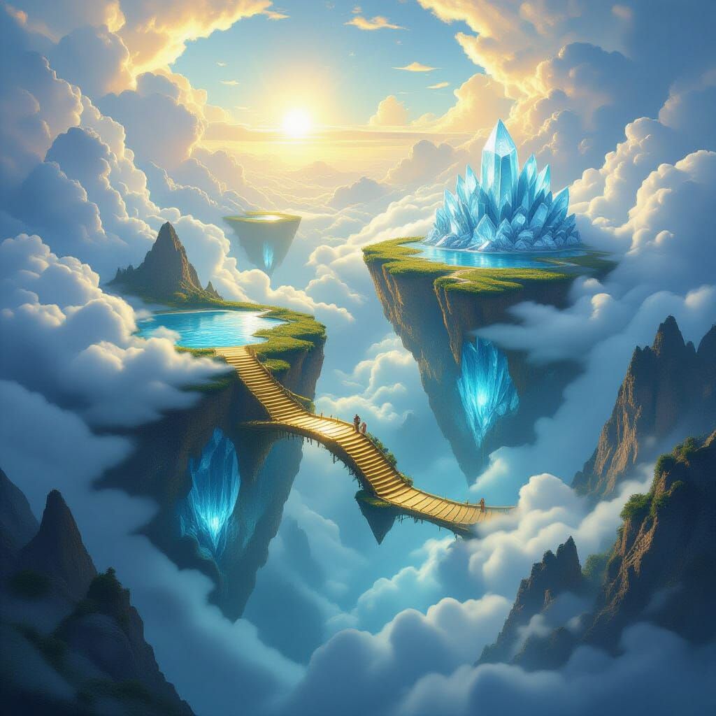 Golden Staircase Connects Sky Islands to Crystal Caverns