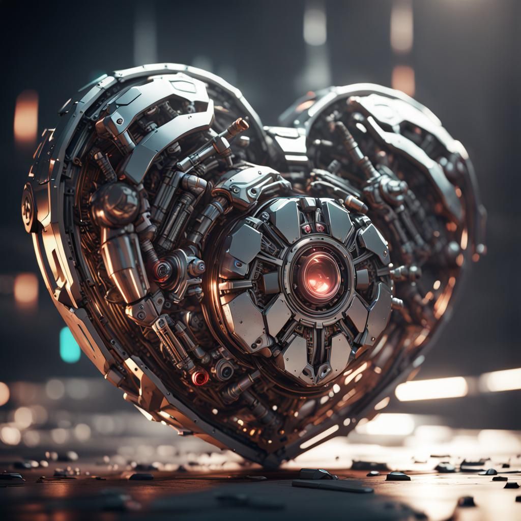 Futuristic Sci-Fi Heart with Intricate Mech Details