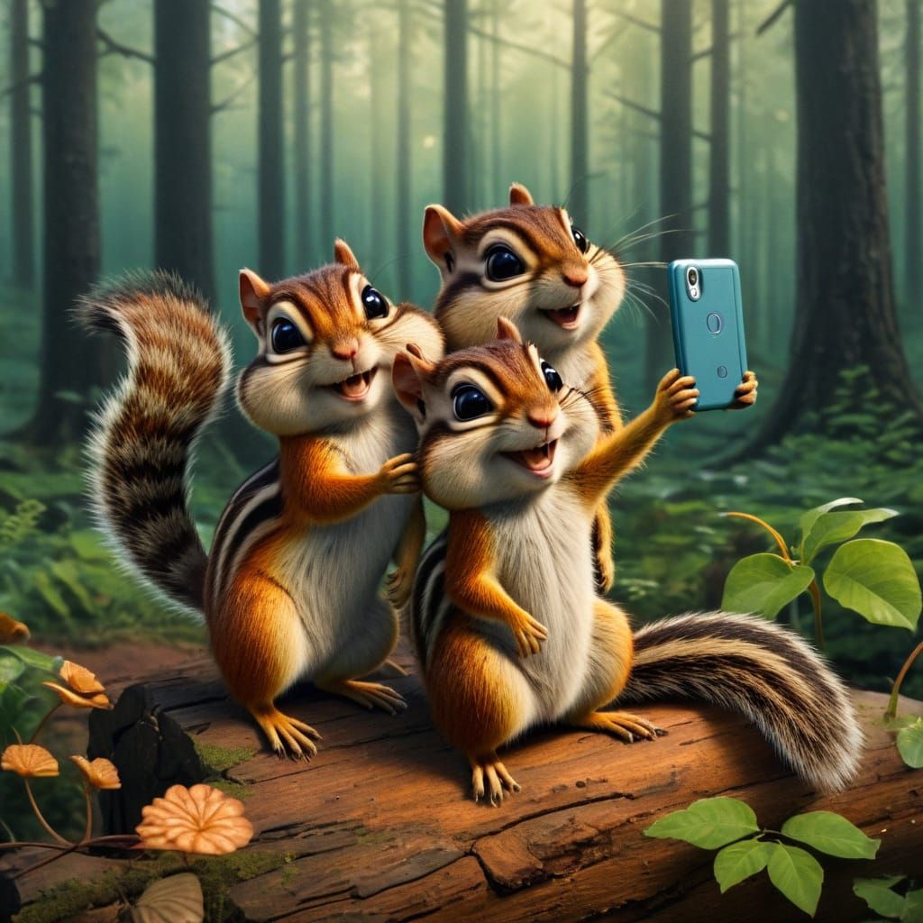 Chipmunks taking selfies