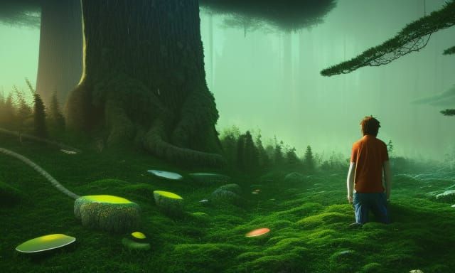 Man Trapped in Mycelium Network, Forest Exposure