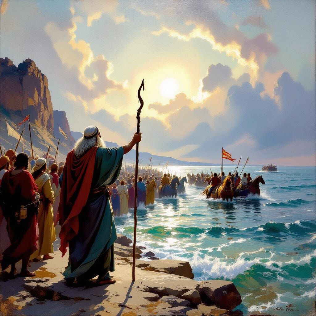 Epic Exodus Scene in Romantic Style