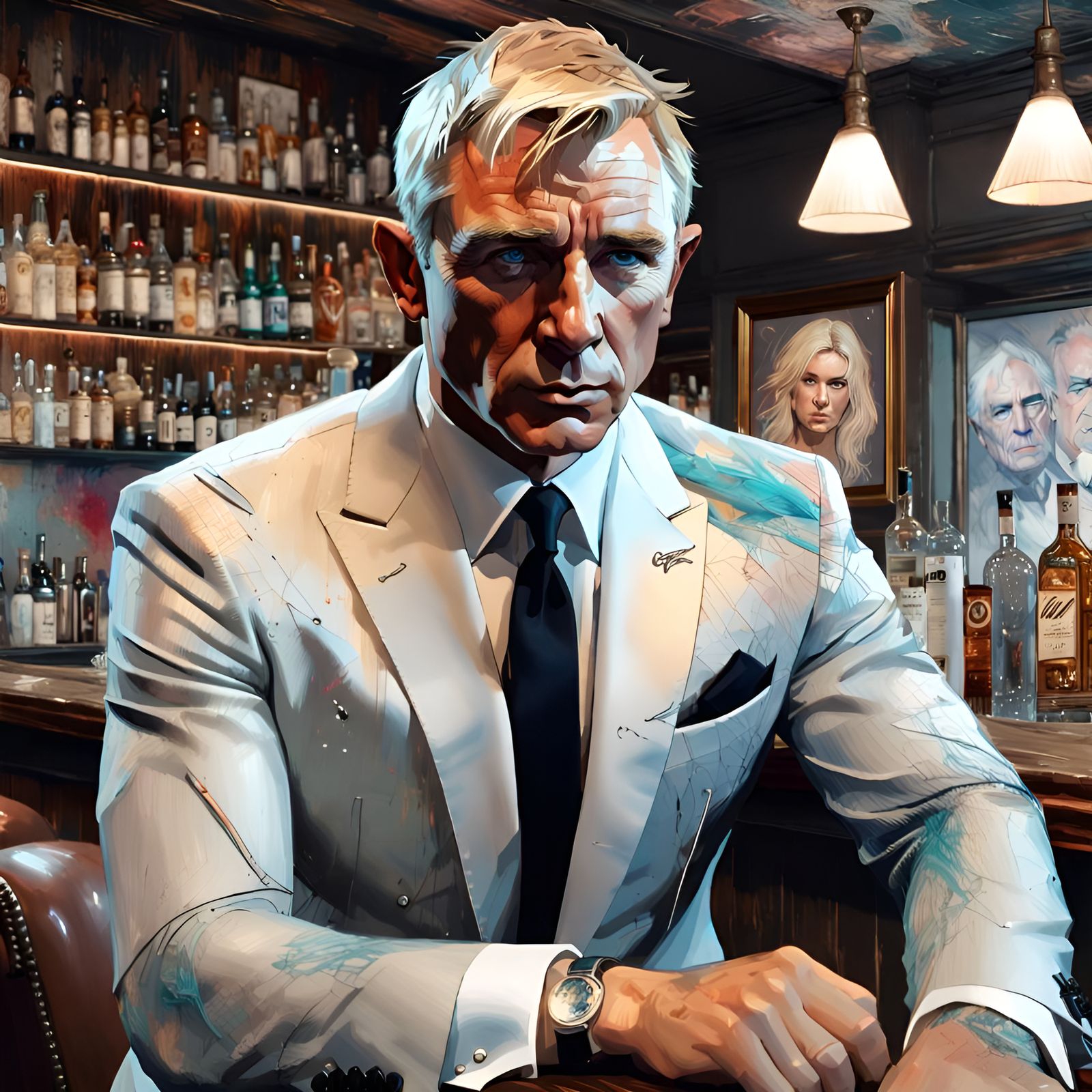 James Bond as Platinum Blonde 3D Art