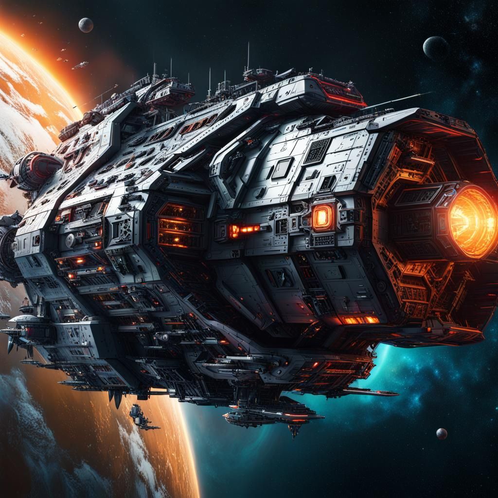 The Rocinante Warship: Hyperrealistic Concept Art