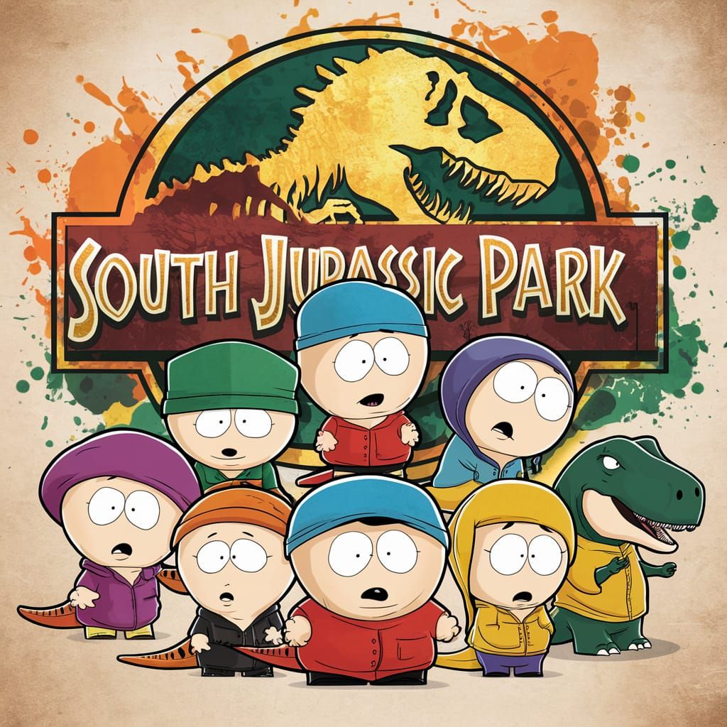 Chibi Dinosaurs in South Park Pixar Style