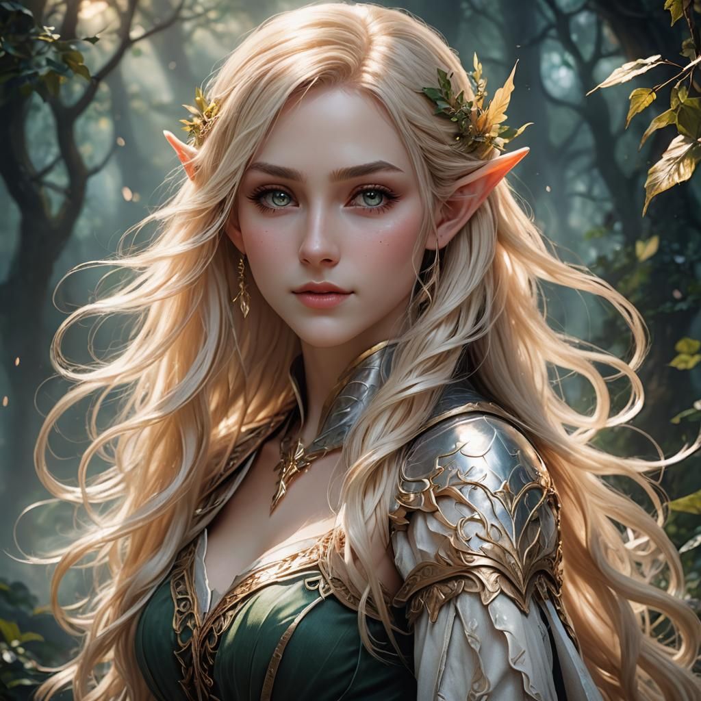 Beautiful Elf Portrait in Anime Style