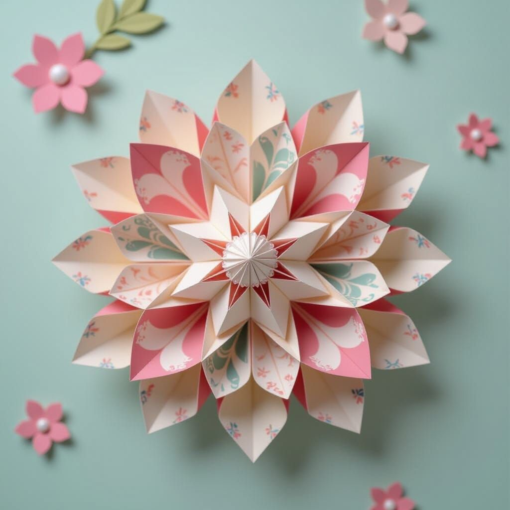 Vibrant Origami Design in Digital Art Style