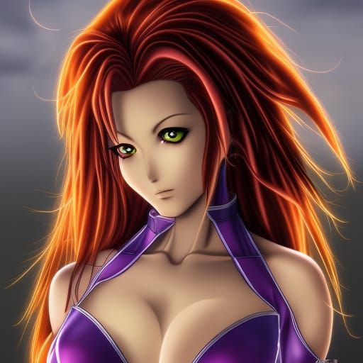 Realistic Anime Starfire High Resolution Portrait