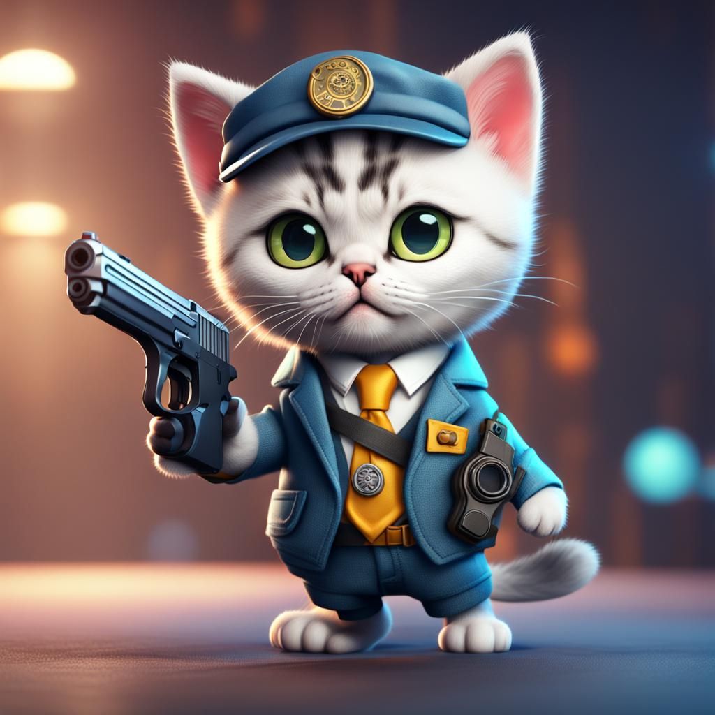 Secret Agent Kitten: Cute 3D Concept Art