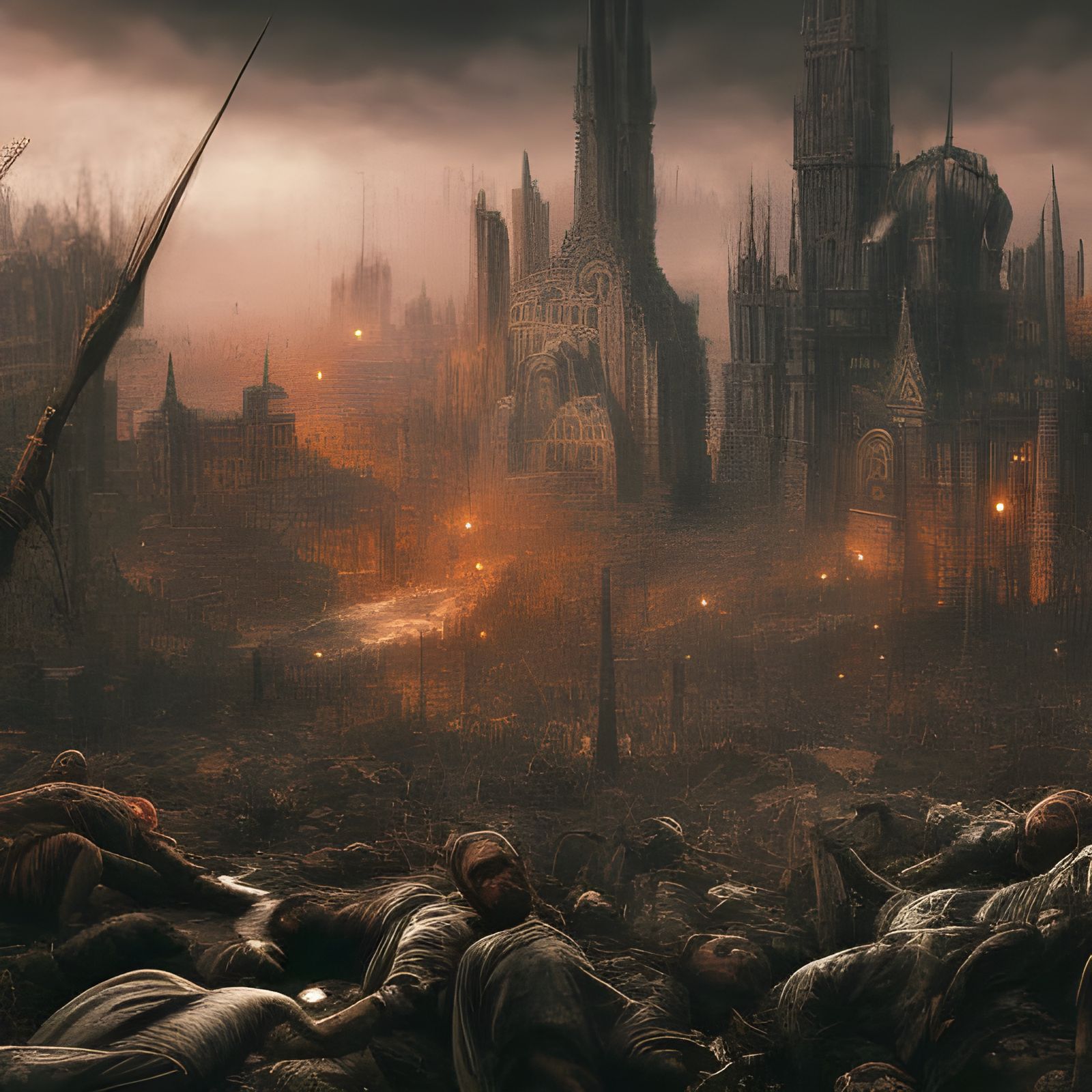 City Landscape Crawling with Dead People