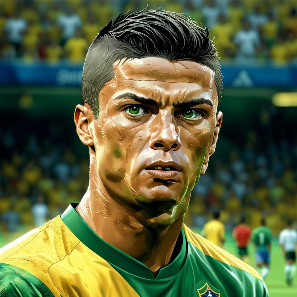 Ronaldo at 2002 World Cup: Hyperrealistic Splash Art
