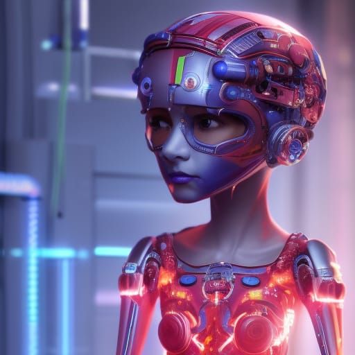 Post-Apocalyptic Cybernetic Cyborg: Detailed 3D Digital Art