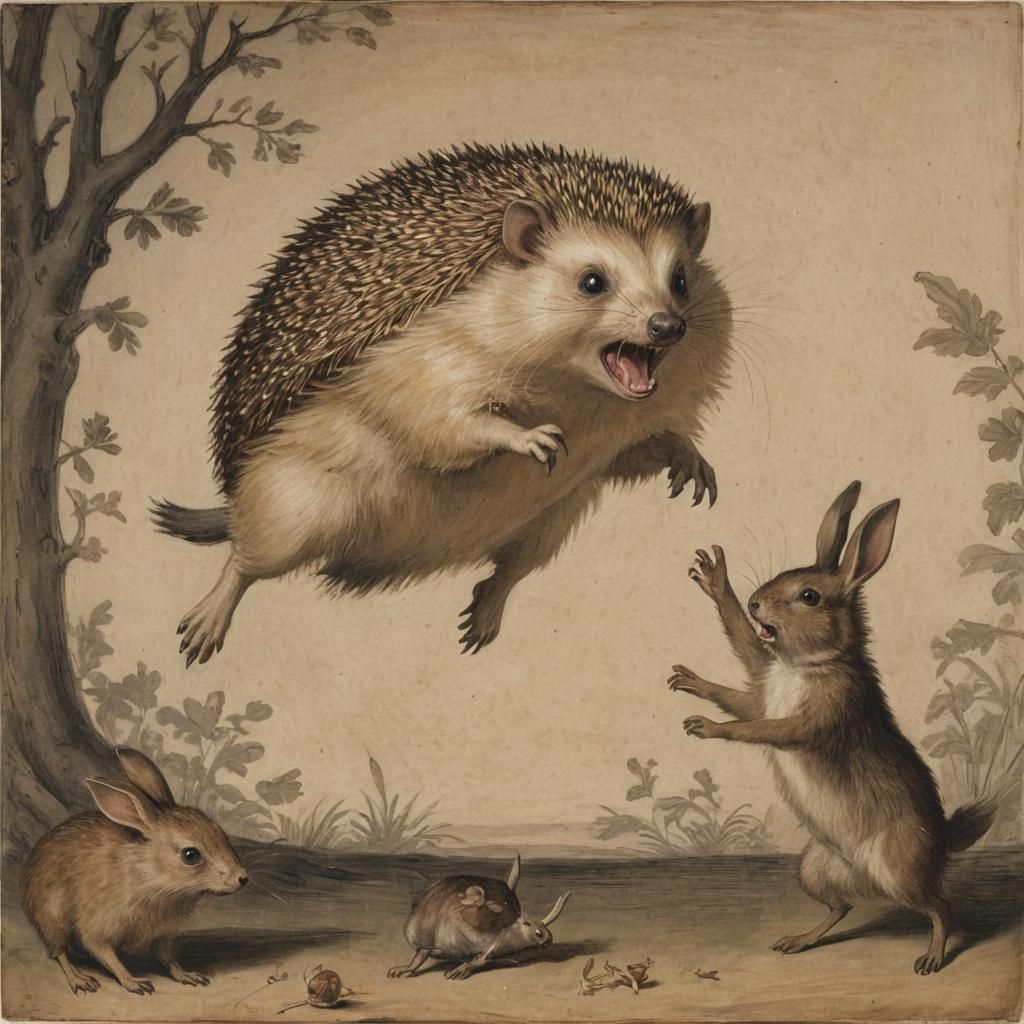 Hedgehog and Vampire Rabbit in Historical Styles