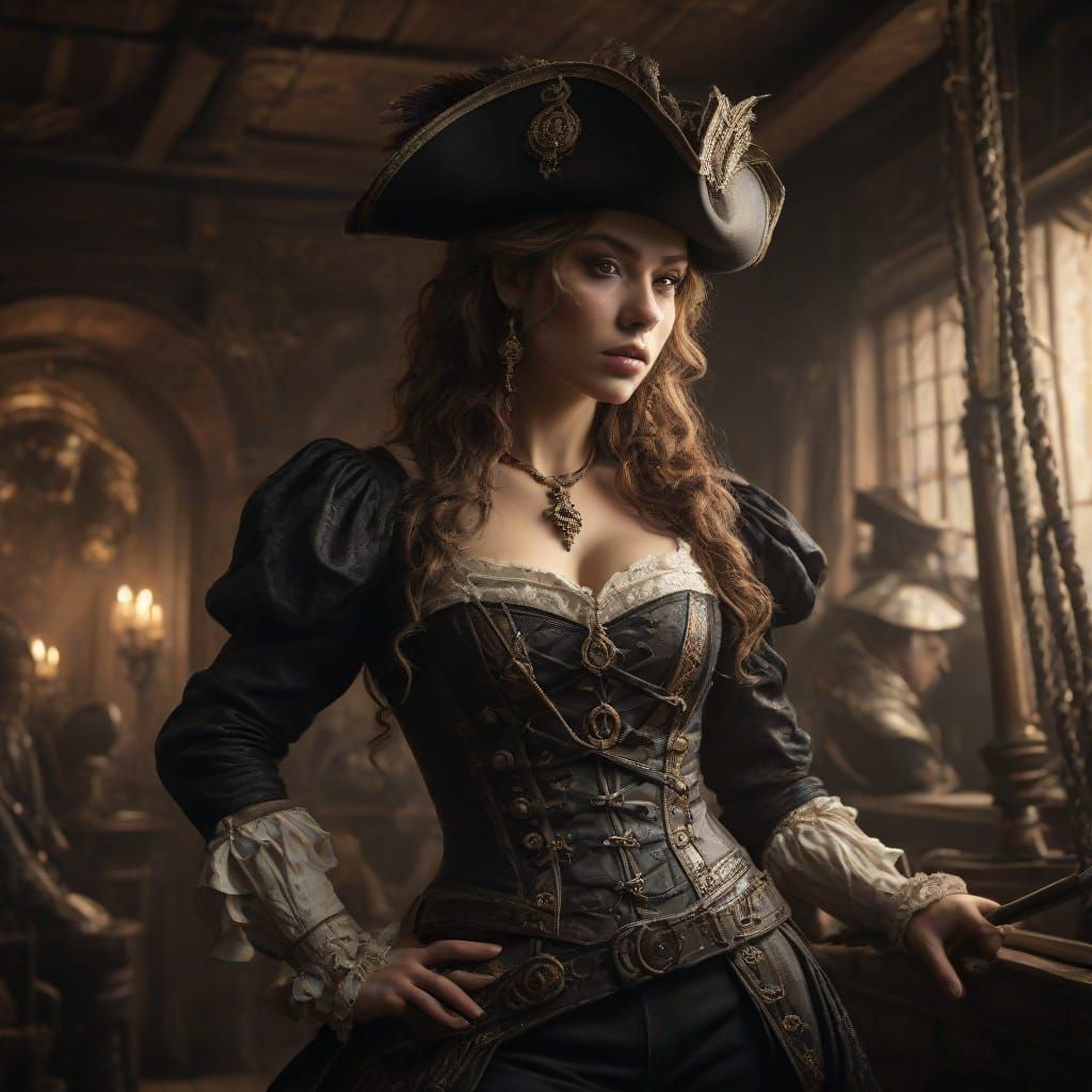 Medusa Pirate Captain in Baroque Glory