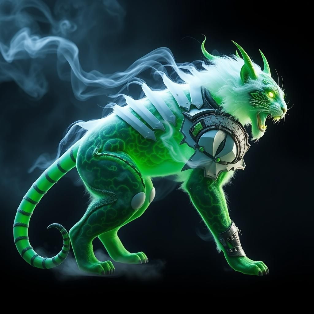 Mist Demon Panther with Neon Fur, Fantasy Art