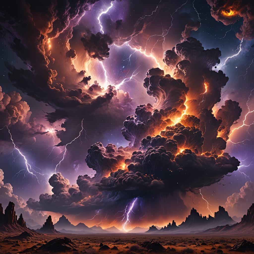 Stormy Cosmic Landscape Inspired by Greg Olsen