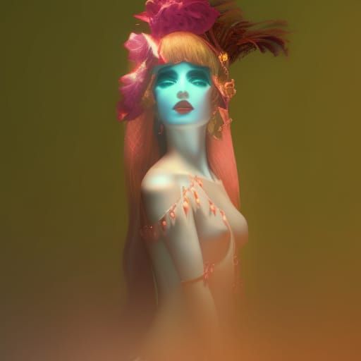 Elegant Mermaid in a Fantastical, Detailed Style