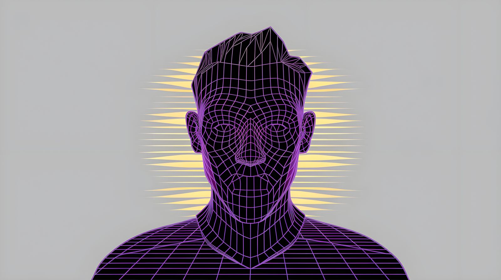 Digital Nightmare Forms a Haunting Face in Neon-Lit Synthwav...