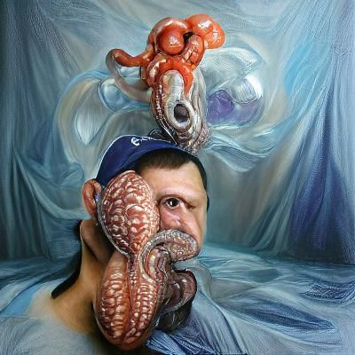 Hyperrealistic Man with Octopus Head Portrait