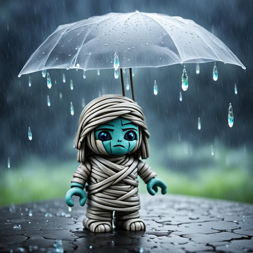 Crystal Mummy Girl in Rainstorm